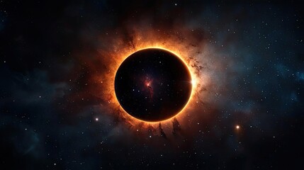 Naklejka premium Dark sky idea. A breathtaking view of a solar eclipse against a cosmic backdrop.