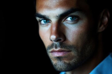 Obraz premium Portrait of a businessman with blue eyes and beard showing confidence