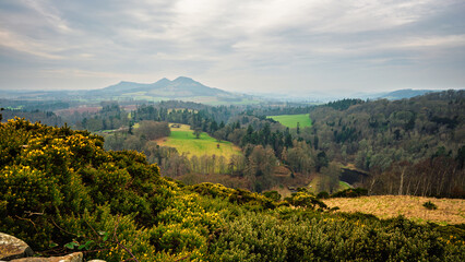 River Tweed meanders below Eildon Hills.  The River Tweed is 97 miles long from source to estuary...