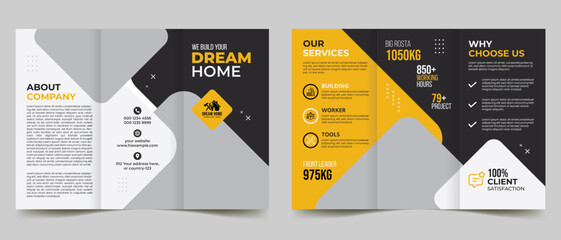 modern construction trifold brochure template design.