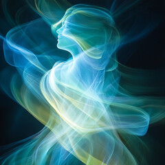 Fototapeta premium Exploration of generative AI through ethereal light and movement in a digital art creation. Generative AI