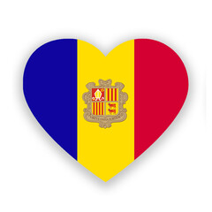 Obraz premium Andorra national flag in heart shape isolated on white. Illustration