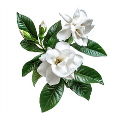 Obraz premium Fresh white gardenia blossoms