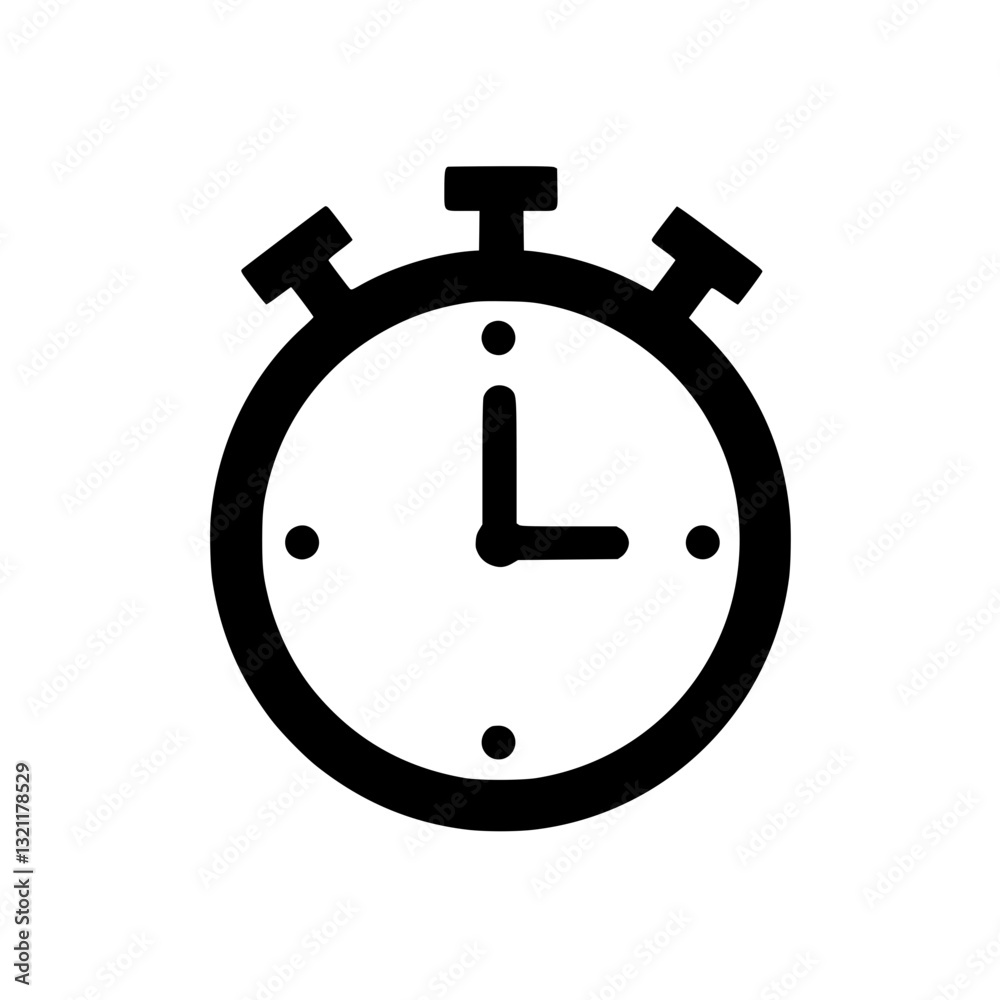 Poster a simple and icon of a stopwatch symbolizing time deadlines and efficiency the design is clean and u