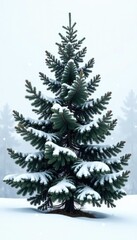 Obraz premium Isolated Spruce tree in the snow with bare branches, isolated, snowy