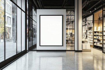 Modern retail interior with blank poster
