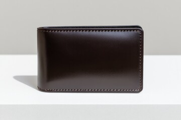 Sleek brown wallet showcases minimalist design with elegant stit