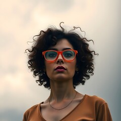 women with glasses, orange glasses, digital art, illustration, portrait, female, fashion, style, modern, contemporary, graphic, design, artwork, creative, artistic, visual, image, trendy, fashionable,
