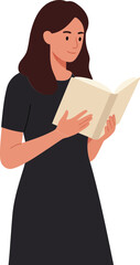 Fototapeta premium Young woman reading a book in minimal flat design vector illustration