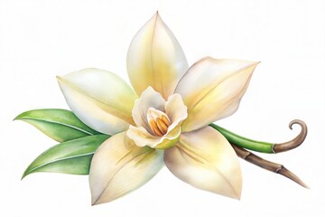 Obraz premium watercolor Vanilla flowers isolated on white background