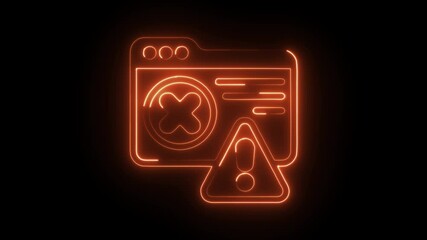 Glowing neon access denied,  icon isolated on black background. HD Video motion graphic animation