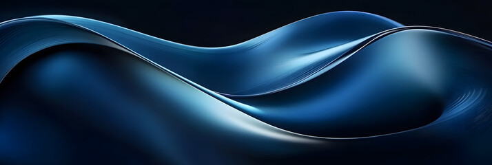 Abstract Blue Waves Flowing Smoothly, Dynamic Design, Digital Art Background,  Modern Style Graphic
