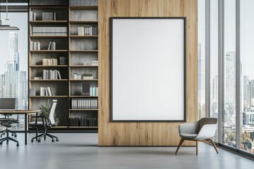 Modern office interior with blank poster (4)