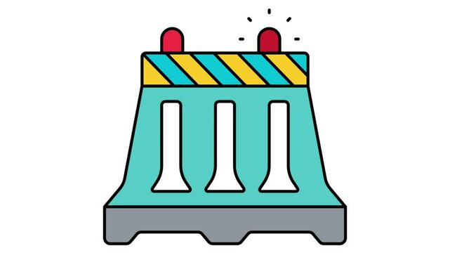 Temporary Construction barriers indication animation, fencing with red light blinking animated video, Handyman Services Clip, House Repairing footage, Civil Engineering Building Contractor motion