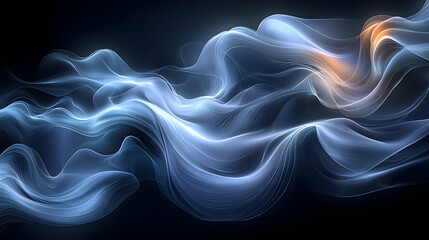 Abstract Blue Waves Flowing Dynamically, Glowing Energy Swirls, Serene Visuals