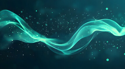 Abstract Teal Wave, Particle Flow, Digital Art, Glowing Energy
