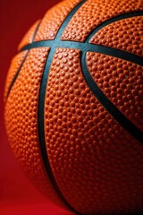 Fototapeta premium Close-up textured leather basketball background, training, background