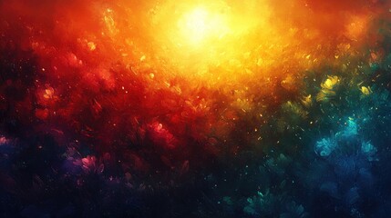 Naklejka premium Abstract vibrant colors, sun rays, artistic background, visual art