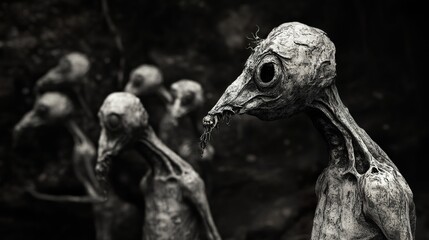 Macabre Creatures: A Dark Surreal Horror Scene