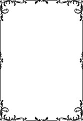 Decorative black rectangular framework. Card, book or album decoration. A4, A3 page proportions.