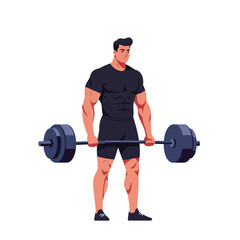 Fototapeta premium Strong man lifting a barbell in minimal flat vector art