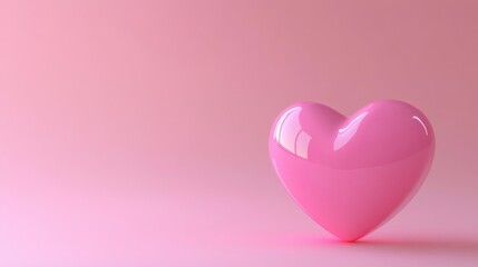 Pink Heart on Pink Background - A single, shiny pink heart sits on a pale pink background. Perfect for Valentine's Day or love-themed projects