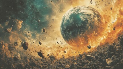 An alien force tearing the Earth into massive chunks 