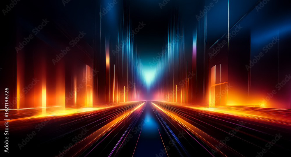 Aufkleber abstract cityscape with neon lights and motion blur effect. vibrant and abstract, dynamic perspectiv