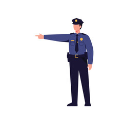 Obraz premium Police officer character in flat design style performing a gesture vector illustration