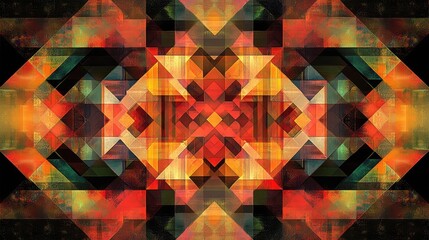 Obraz premium Abstract geometric pattern with vibrant colors creating a dynamic visual experience in a digital art setting