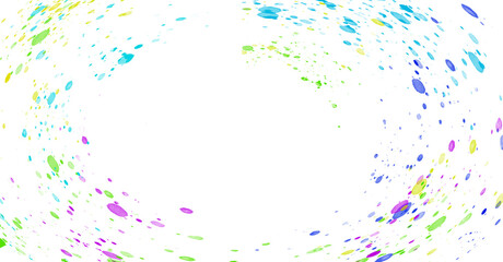 Abstract illustration with vibrant paint splashes forming an oval frame on white background