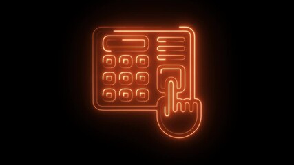 Glowing neon biometric attendance  icon isolated on black background. HD Video motion graphic animation