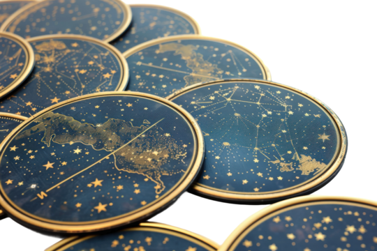 Detailed astronomical maps showing stars and constellations