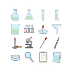 実験器具のベクターアイコンセット｜線幅可変｜フラスコ・ビーカー・試験管 &ndash; Laboratory Equipment Icon Set with Variable Stroke