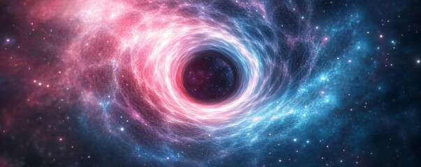 Obraz premium Wormhole stretching into infinite fractal shapes, ultra-detailed space visualization