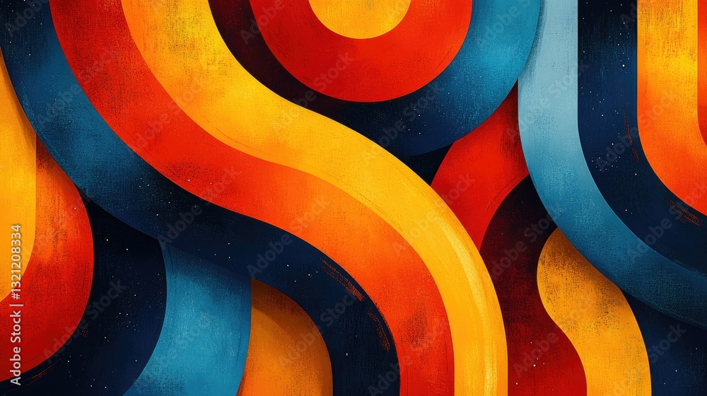 Poster abstract vibrant swirling shapes background, possible use in graphic design