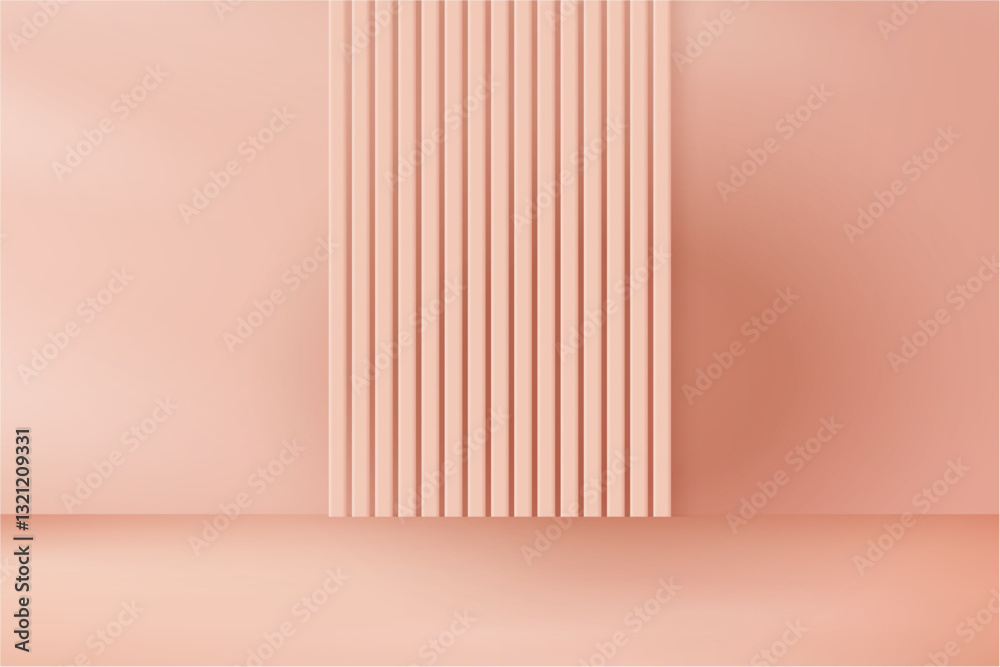 Aufkleber Presentation display of product. Vector realistic background for advertisement or commercial. Minimalist backdrop for cosmetics or goods on sale. Platform scenery with railing, pink scenery decoration