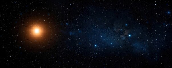 Obraz premium Dark sky idea. A stunning view of the cosmos featuring a bright star and distant galaxies.