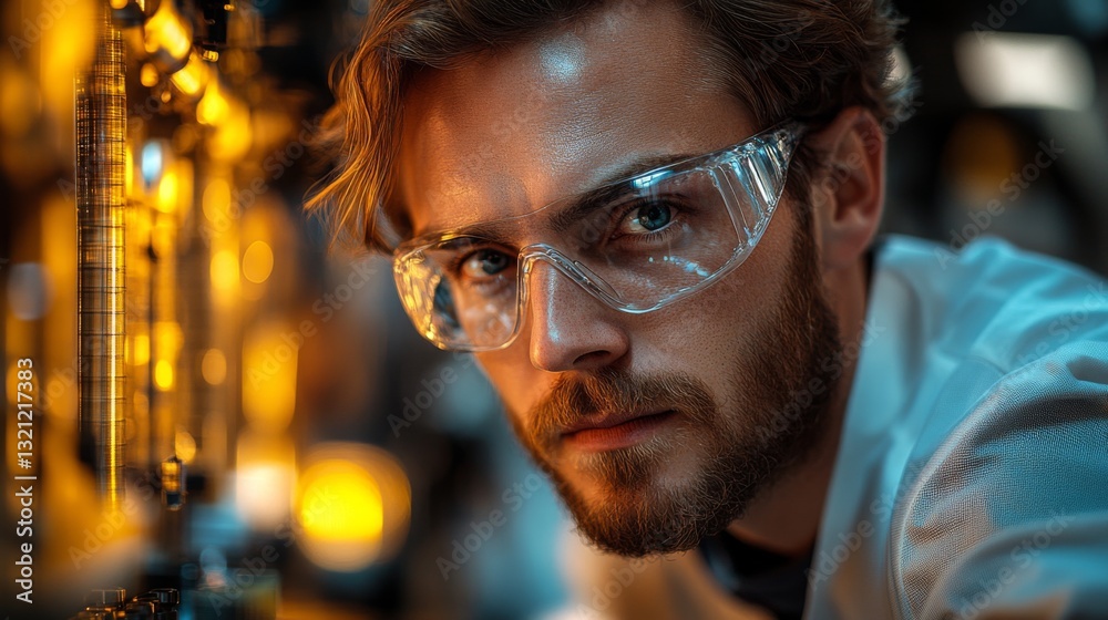 Aufkleber a skilled engineer inspects complex machinery in a cutting-edge manufacturing facility, focusing on 