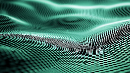 Fototapeta premium Dynamic green hexagonal pattern abstract art digital design studio close-up textured surface