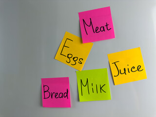 Conceptual photo for food and drink project with shopping list for home shopping