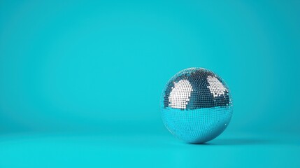 Disco ball on a blue background. Concept for party, celebration, and entertainment.