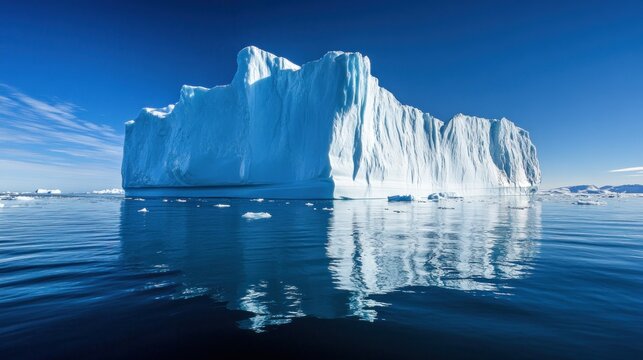 Majestic iceberg reflecting in placid water