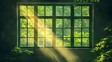Natural Sunlight Filtering Through Green Windows