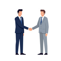 Business professionals shaking hands in minimal design style vector illustration