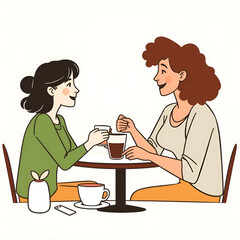 Vector illustration on the subject of coffee break and communication. Editable stroke