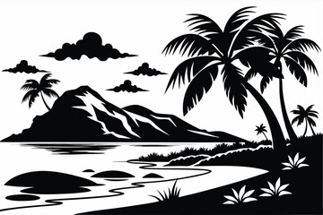 Beach Background Minimalist and Simple Silhouette