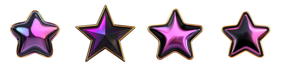 Mesmerizing metallic star shapes in a range of vivid eye catching colors  These abstract geometric elements are perfect for adding a premium contemporary touch to graphic designs branding