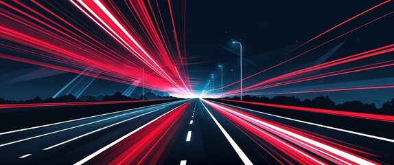 dark highway road background with red streaks light rays motion and energy concept digital abstract artwork