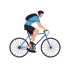 Obraz premium Cyclist in motion with flat design style and vibrant colors vector illustration